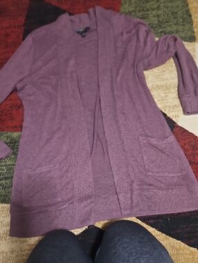 Purple Open-Front Women's Cardigan Sweater